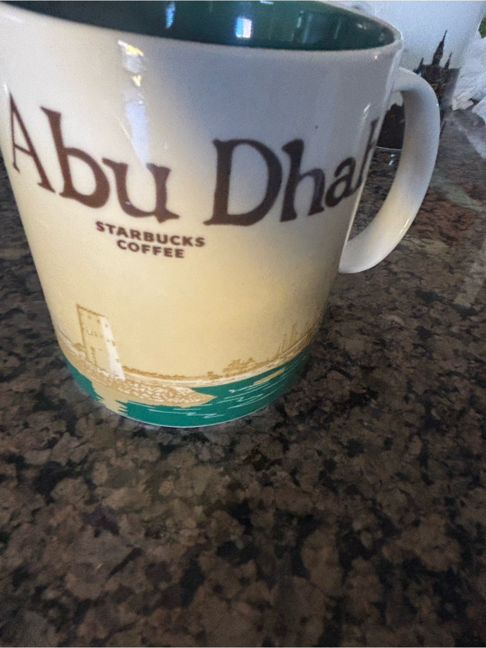 Starbucks Abu Dhabi Ceramic Mug - Teal Interior and Accent( chipped on handle)